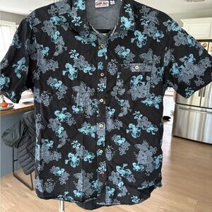Ron Jon Black and Blue Casual Button Down Shirt